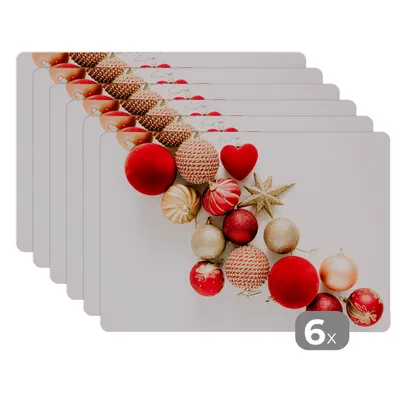 Obrázok produktu pre MuchoWow® Podložky Sada 6 podložiek Umývateľné podložky 30x45x0.3cm Zima - Vianoce - Vianočné ozdoby Podložka pod stôl Nekĺzavá a odolná voči teplu