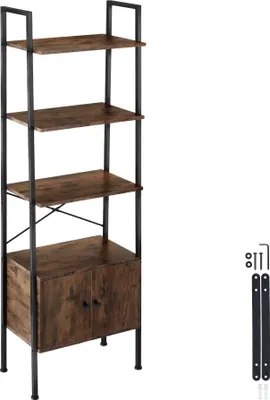 Image de Etagère échelle Brentwood 57,5x34x173cm - Bois foncé industriel, rustique