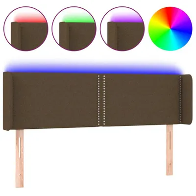 Image de vidaXL Tête de lit LED brun foncé 147x16x78/88 cm Tissu