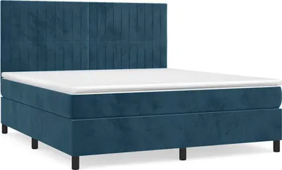 Produktbild von vidaXL Boxspringbett mit Matratze Dunkelblau 180x200 cm Samt