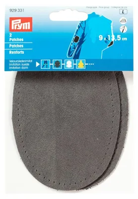 Productafbeelding van Prym patches, veloursleerlook, zelfklevend, 9 x 13,5 cm (inhoud: 2 stuks), accessoire, mediumgrijs