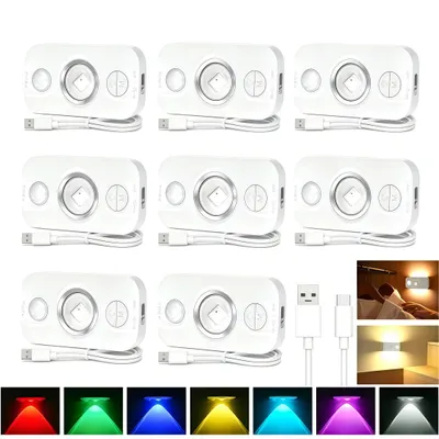 Produktbild von 8 Stück RGB LED-Nachtlicht mit Bewegungssensor, 3 Modi, 7 Farben, magnetisch, geeignet für Küche, Flur, Schlafzimmer, Unterbettlicht und Wandleuchte