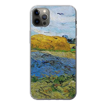 Produktbild von MuchoWow® Handyhülle Schutzhülle Hülle für iPhone 12 Pro Max Heuballen unter einem regnerischen Himmel - Vincent van Gogh Silikon Softcase Handy Hülle - Hartschale