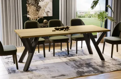 Image de Endo-Möbel Table de salle à manger Pier 130cm - 210cm extensible châssis métallique Table de cuisine (chêne naturel)