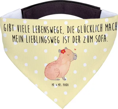 Produktbild von Mr. & Mrs. Panda Bandana Capybara Blume - Gelb Pastell - Geschenk, Halstuch für Hund, Lustige Sprüche, Hundehalstuch, Hunde
