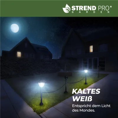 Obrázek produktu pro Strend Pro Zahradní lampa, řetěz, oplocení, plot pro zahradu, 2x solární světlo, 1x LED, 16,5x16,5x71,5 cm