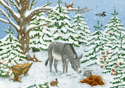 Produktbild von Sticker-Adventskalender - Eselchen im Winterwald