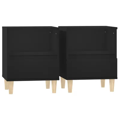 Produktbild von （Robust Möbel）Nachttisch 2er Set, für Schlafzimmer - elegantes Design - Nachtkommode - Schwarz 40x35x50cm - Nachttische & -schränke DEMöbel968099