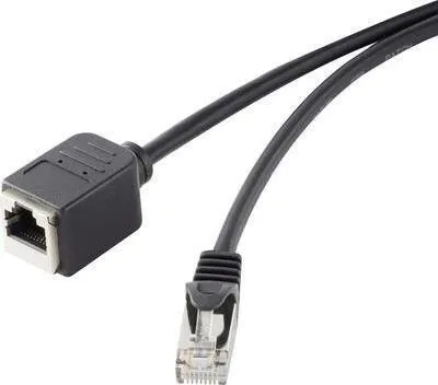 Produktbild von Renkforce RJ45 Netzwerk Verlängerungskabel CAT 5e F/UTP 1 m Schwarz mit Rastnasenschutz, vergoldete Steckkontakte Renkforce (1464707)