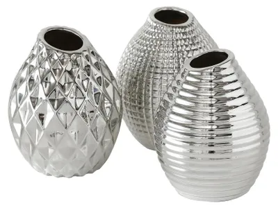 Produktbild von Vase Celly Keramik silber lasiert H.13 cm 3er Set