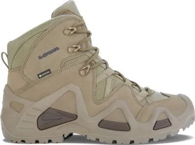 A single tan Lowa Zephyr GTX Mid TF boot is shown against a white background.