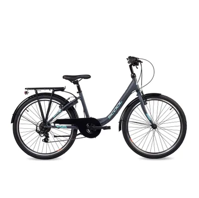 Immagine prodotto di Bicicletta per bambini da 24 pollici, 6 marce, bicicletta da ragazza, S'COOL chiX, dai 7 agli 11 anni, 130-145 cm, grigio scuro/turchese