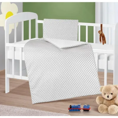 Obrázok produktu pre Detská prikrývka a vankúš - 75x100 cm, 42x32 cm - sivá, biela