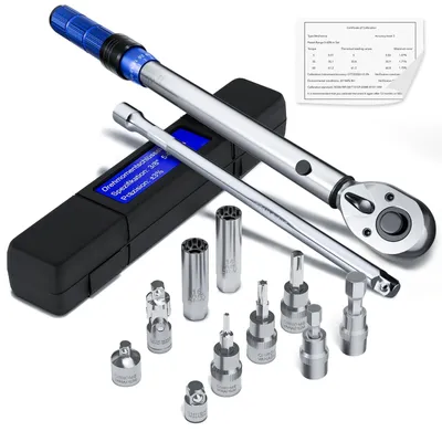 Productafbeelding van Momentsleutel 3/8 - 5 tot 60 Nm - 13-delig - Met adapters - Met bougiedoppen