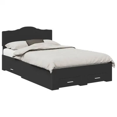 Produktbild von vidaXL Bettrahmen mit Schubladen Schwarz 135 x 190 cm Holzwerkstoff