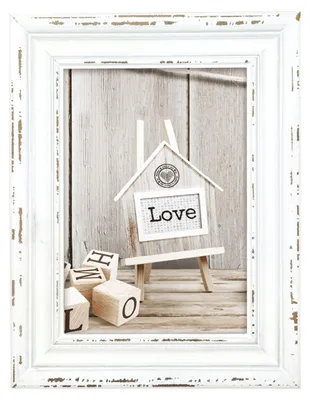 Holz-Fotoliste Vintage-Look Weiß 13x18 cm