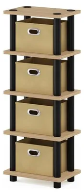 Regal aus Holz, Eiche/Schwarz/Hellbraun, 28,7x73,15x19,56 cm