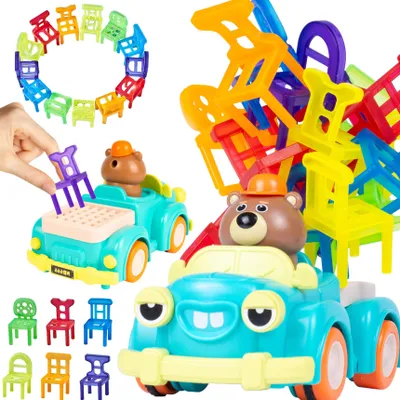 Produktbild von Malplay Stapelspaß Fahrzeug Spielzeug LKW mit 48 Stühlen Bärchenfahrer ab 3 Jahren Geschenk