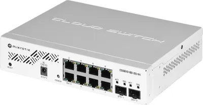 Immagine prodotto di MikroTik | Cloud Router Switch | CSS610-8G-2S+IN | Gestione via rete | Montaggio a rack | Numero di porte 10/100 Mbps (RJ-45) | Numero di porte 1 Gbps (RJ-45) | 8 | Numero di porte SFP+ | 2 | Tipo dietro
