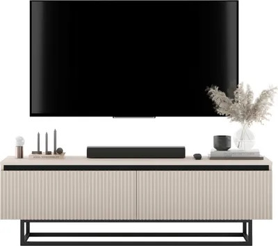 Produktbild von TV-Lowboard SELENE von Lindner Möbel – zweitürig – 140 x 44 x 35 cm - Farbe: Kaschmir matt – Italienische Tiefmattfolie
