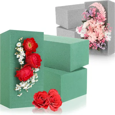Produktbild von com-four® 6x Steckmasse für Blumengestecke - Steckschaum für Frischblumen und Trockenblumen - Steckschwamm zum Basteln für Feiern, Hochzeit und Geburtstag