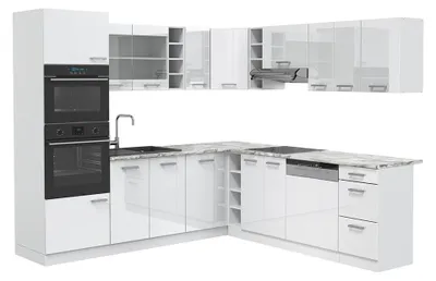 Immagine prodotto di Cucina angolare completa Vicco R-Line Bianco lucido/Bianco 247 x 237 cm, PL Marmo, Model 37686