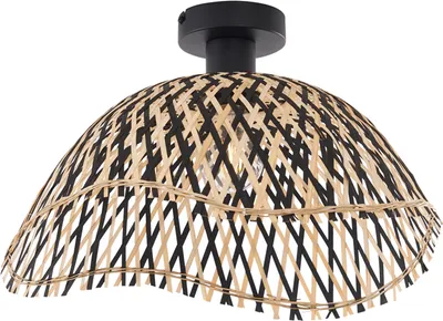 Produktbild von QAZQA - Art Deco Art-Deco-Deckenleuchte I Deckenlampe I Lampe I Leuchte schwarz Bambus 40cm - Alka I Wohnzimmer I Schlafzimmer - Metall Rund - LED geeignet E27