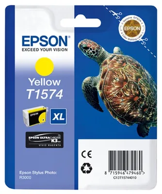 Obrázok produktu pre Epson Turtle T1574 Yellow, Vysoký (XL) výnos, Žltá, Atrament na pigmentovej báze, 25,9 ml, 1 kusov, 2300 strany