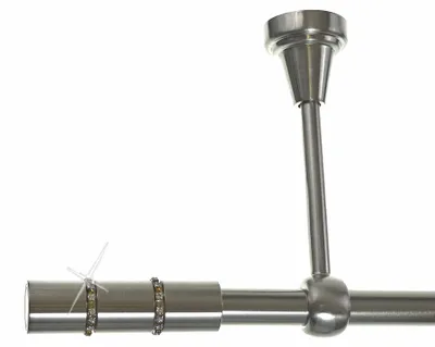 Produktbild von Gardinenstange Set Edelstahl Look Metall Ø 19mm zur Deckenbefestigung 1-lauf Kristall, Länge wählbar D18E68