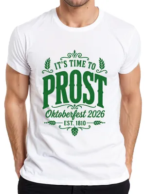 Immagine prodotto di È ora di brindare! Maglietta da uomo bianca "Oktoberfest 2026 Wiesn Bierfest Lederhose", taglia S