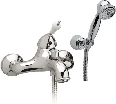 Produktbild von Demm Badewannenarmatur Vara, Griff weiß lackiert, Farbe:Chrom/Gold!!, Handbrause Griff chrom 3800, 23135 x 1.CD, 3800