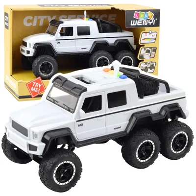 Obrázok produktu pre Svetlá s trecím pohonom pre terénne autá Zvuky Pearl White 6x6 1:16