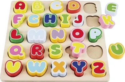 Produktbild von Playtive Buchstaben-Steckspiel Kinder Holz Spielzeug Geschicklichkeit