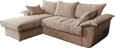 Produktbild von KAWOLA Sofa DAMETO Ecksofa Bettsofa Schlafsofa mit Stauraum Cord braun Recamiere links