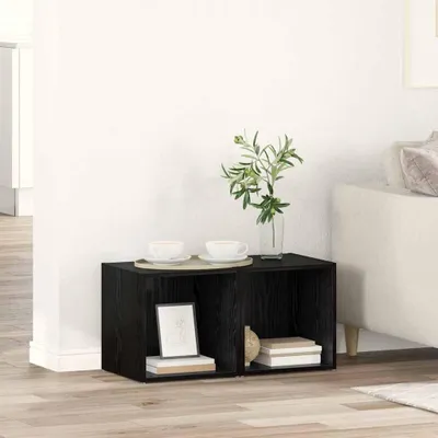 Image de Maison Exclusive - Ensemble de meubles TV 2 pièces 37 x 35 x 37,5 cm Noir, aggloméré
