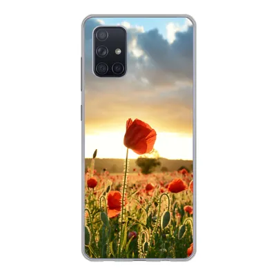 Produktbild von MuchoWow® Handyhülle Schutzhülle Hülle für Samsung Galaxy A51 Bunter Himmel über vielen Mohnblumen Silikon Softcase Handy Hülle - Schutzabdeckung