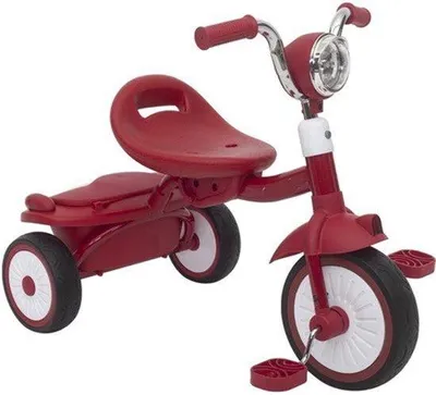 Imagen del producto de Triciclo infantil con pedales - Triciclo - Bicicleta para niños - Ruedas de Polyurethan- Amortiguación de vibraciones - Plegable - Asiento ajustable - Con luces - Rojo y blanco