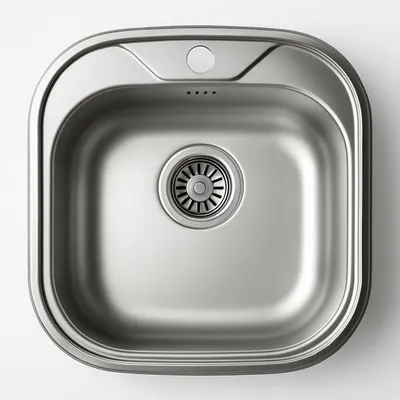 Produktbild von Edelstahl Einbauspüle 48 × 48 cm – Küchenspüle  Waschbecken Rechteckig inkl. Ablaufgarnitur