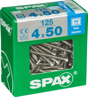 Immagine prodotto di Set di 125 viti SPAX in acciaio inox testa svasata torx, Diam.4 mm x L.50 mm