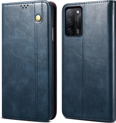 Produktbild von OPPO A55 5G Hülle, Leder Flip Brieftasche Schutzhülle für OPPO A55 5G Blau