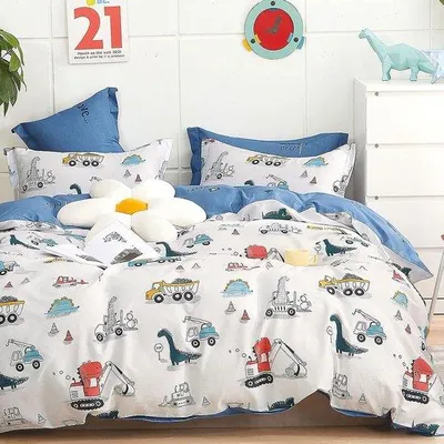 Image de Ensemble de literie Famanu, motif dinosaures, 135 x 200 cm, 2 pièces