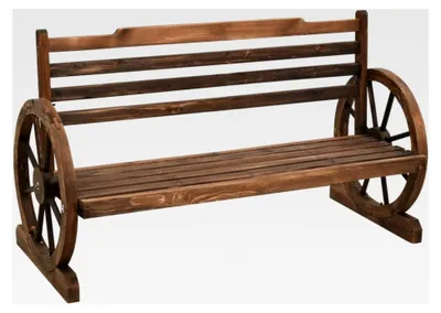 Produktbild von Gartenbank aus massivem Tannenholz im Wagenrad-Design, 112 cm