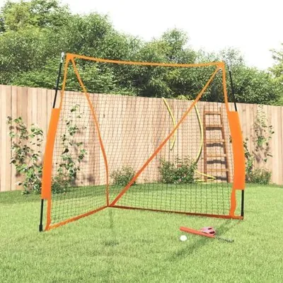 Produktbild von Tragbares Baseballnetz in Orange und Schwarz, 183x182x183 cm, aus Stahl, für das Outdoor-Training und als Trainingszielnetz
