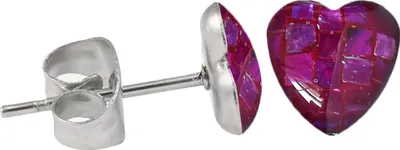 Produktbild von Chirurgenstahl Ohrstecker mit Mosaik Herz Farbe - Fuchsia