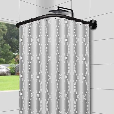 Produktbild von Unyqoos® Verstellbare L‑förmige Duschvorhangstange aus Edelstahl – schwarz, 70–95×125–165 cm, bohrfreie oder verschraubbare Montage, multifunktional