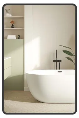 Immagine prodotto di Specchio da parete rettangolare – Specchio per il bagno – Alluminio nero – 91 x 61 cm