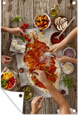 Obrázok produktu pre MuchoWow® Vonkajší plagát - Záhradná dekorácia ochrana súkromia - Záhradné plagáty pre záhradu - Príprava chleba na pizzu - 120x80x0.2cm