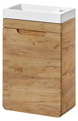 Produktbild von Waschtischunterschrank mit Keramikwaschbecken 41 cm für Gäste-WC Badezimmer Eiche Nb. B/H/T ca. 41/69/22 cm