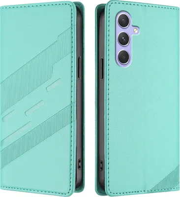 Produktbild von Hülle für Samsung Galaxy A55 5G, Kunstleder Brieftaschen Handyhülle mit Kartenfach und Standfunktion Türkis