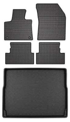 Productafbeelding van Rubberen automatten + kofferbakmat voor Peugeot 3008 II vanaf 2016 – 5-delig, zwart, op maat – Wielganizator SolidPRO